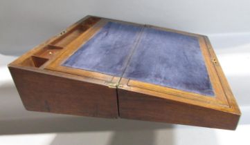 A 19th century walnut brass bound writing box 50cm wide.