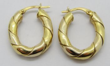 Pair of 18ct twist hoop earrings, 5.5g