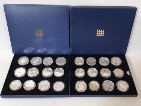 24 proof silver coins £5, and £2 denominations