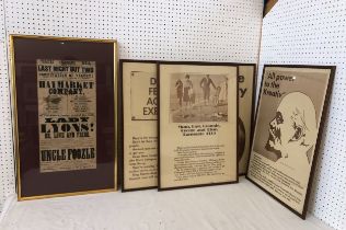 Five framed posters, to include: Theatre Royal, Wolverhampton poster for Sir Edward Bulwer Lytton'