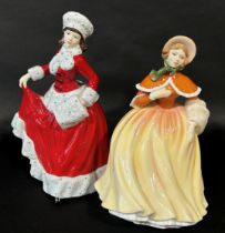 Six Royal Doulton figures to include Autumn, Winter, Spring, Summer & Elegance together with a