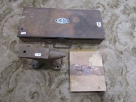 A small cast iron anvil together with a ‘King Dick’ socket set and a boxed ‘Sorby’ chisel set