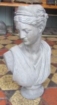 A cast composition stone bust of a classical maiden, 47 cm high