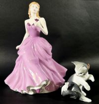 Nine ceramic figurines to include eight Royal Doulton examples from the Pretty Ladies and Petit