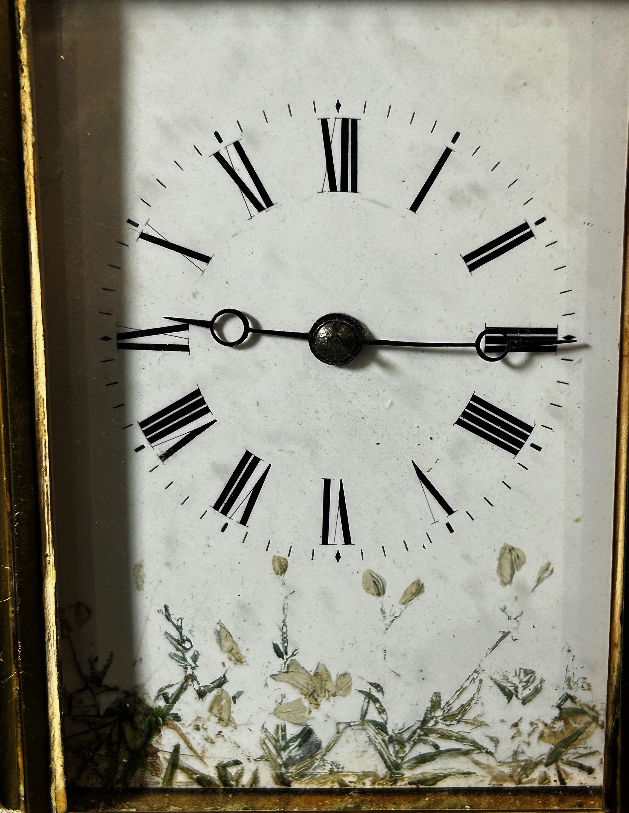 A 19th century carriage clock, the white enamelled dial with further painted detail, with eight - Image 5 of 5