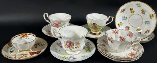 A collection of Mason's Ashley pattern cups and saucers, teapot, etc, Minton Haddon Hall ware,