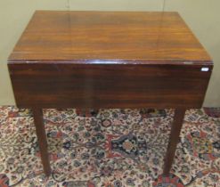 A Georgian mahogany Pembroke table enclosing a frieze drawer on square tapered supports, 80cm long