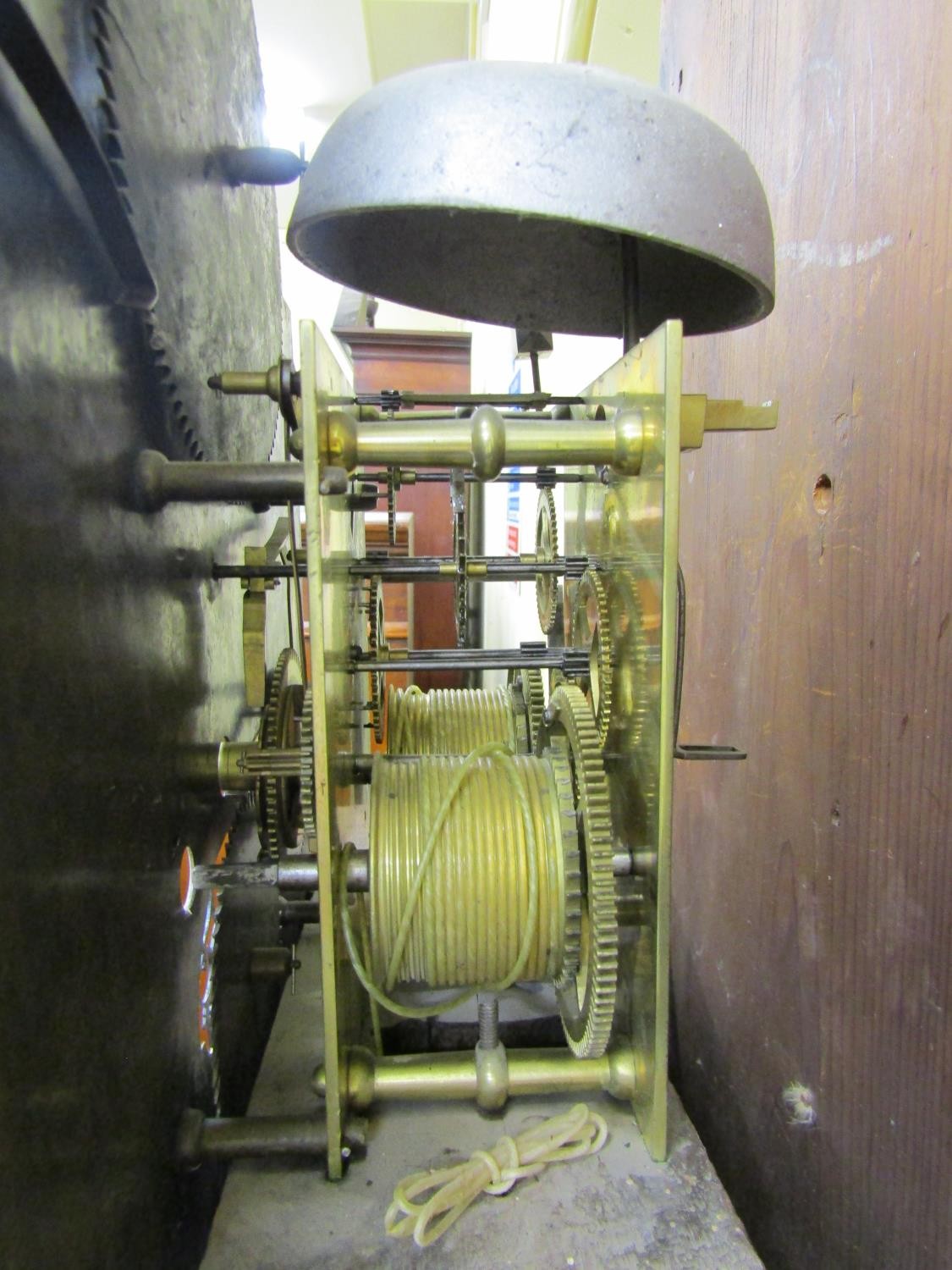 A Georgian mahogany longcase clock, the hood with swan neck pediment, the broken arch silvered - Image 4 of 4