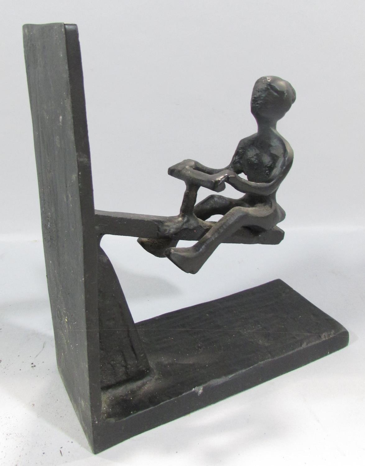 A pair of novelty wrought iron see-saw book ends. - Image 3 of 3