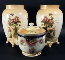Royal Worcester and other cream wares to include 2 vases, 5 plates, tea pot, etc