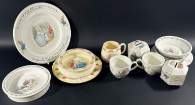 Bell tea wares with floral detail, Royal Doulton Bunnykins, etc (14)