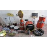 A Sonor Force 2003 drum kit and accessories comprising six drums of varying size, a number of
