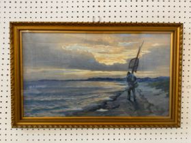 Paul C.F. Jobert (1863-1942) - Fisherman by the shoreline, signed lower right with Reading Fine