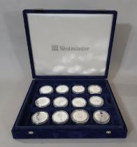 The Queen Elizabeth II 75th Birthday Coin collection, 12 silver proof coins, Warminster Mint set,