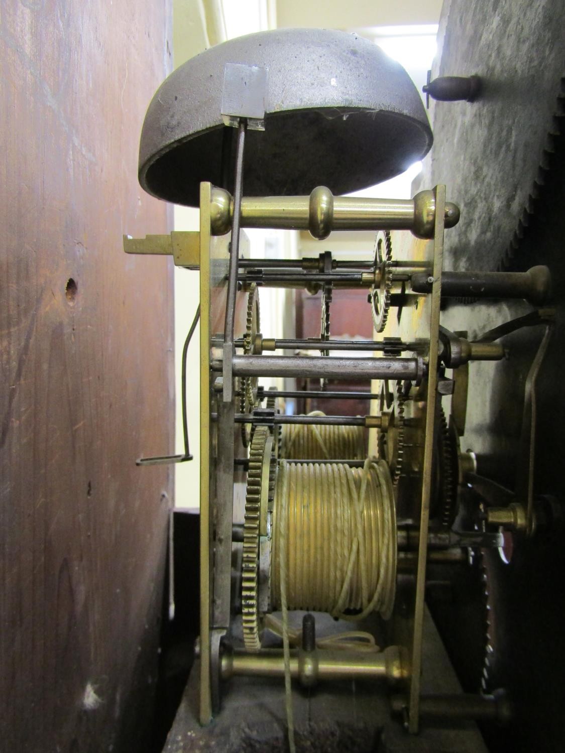 A Georgian mahogany longcase clock, the hood with swan neck pediment, the broken arch silvered - Image 3 of 4