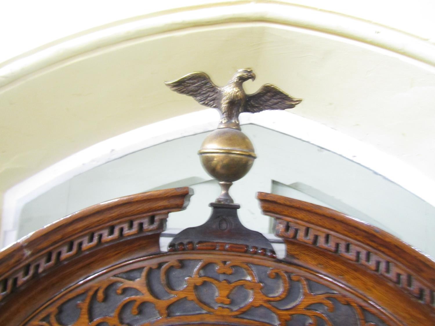 A Georgian oak longcase clock, the trunk crossbanded in walnut and with reeded column supports, - Image 3 of 5