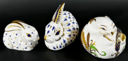 Seven Royal Crown Derby animal paperweights / figures to include a badger, harvest mouse, Koala