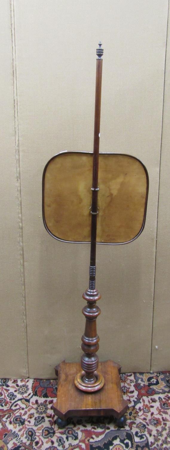 A late Georgian mahogany pole screen on turned column and platform base with tapestry panel, - Image 4 of 4