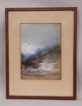 Wagner (19th/20th century) - Mountain landscape with a figure lower right, signed 'Wagner' lower