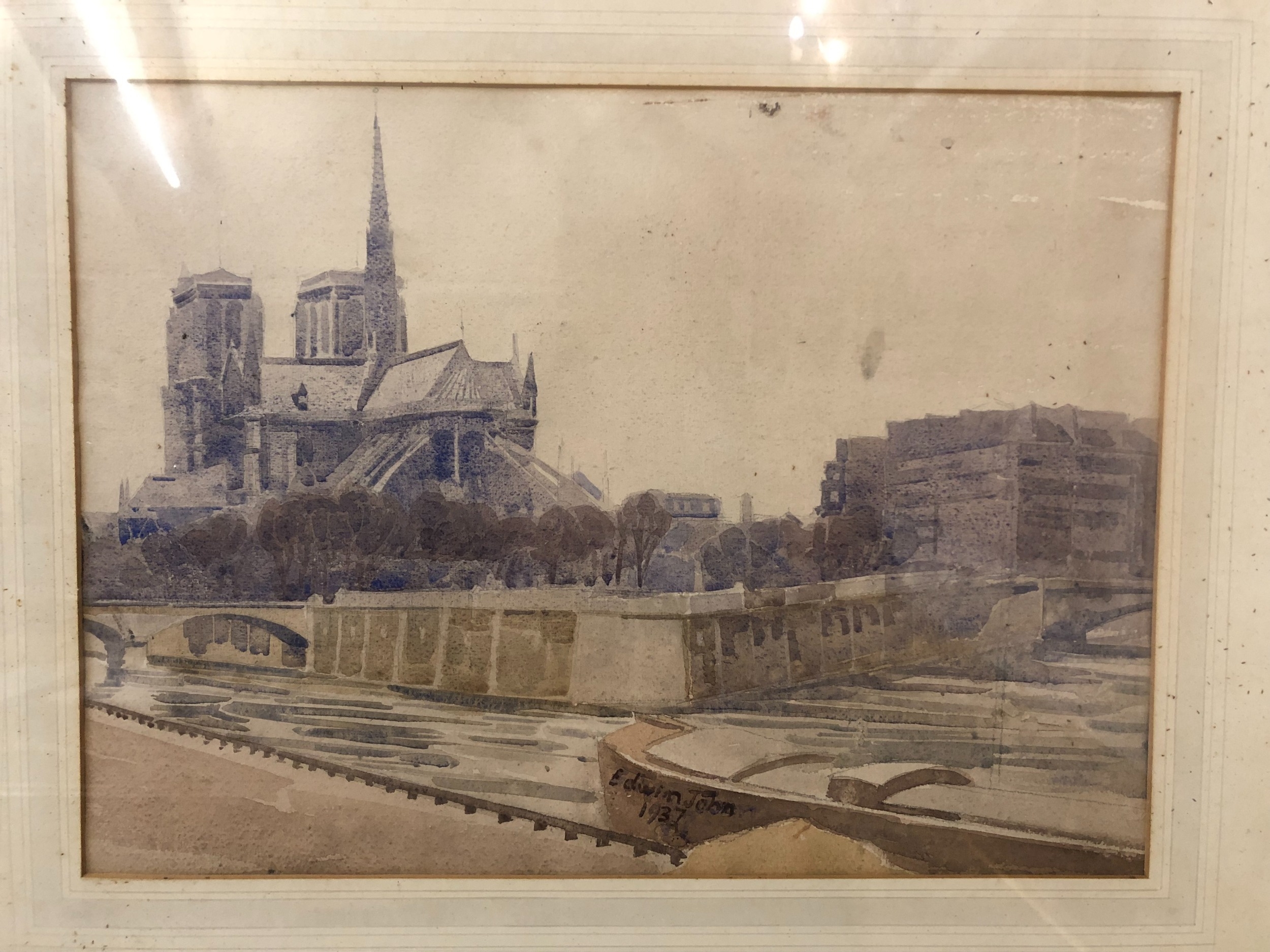 Edwin John (1905-1978) - 'Notre Dame, Paris' (1937), signed and dated below with title inscribed - Image 2 of 5