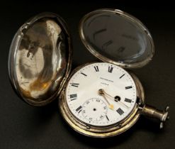 A 19th century silver cased fob / pocket watch, the white enamel dial marked ‘Brockbanks London’