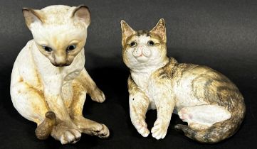 Four Royal Crown Derby figural candlesticks (4) together with two Royal Worcester ceramic kittens,