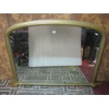 A Victorian gilt overmantle mirror, with moulded arched over painted frame, 92cm high x 140cm wide