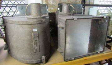 Four large Philips Industrial warehouse lights of vintage form approximately 65 cm in width