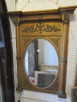 19th century gilt framed pier glass with split scrolled moulded surround and applied scrolling