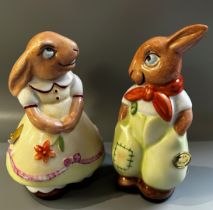 Pair of Royal Dux Bunny figures
