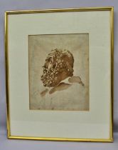 Italian School, c.17th Century - Head study of a bearded man in profile, brown ink on laid paper, 25