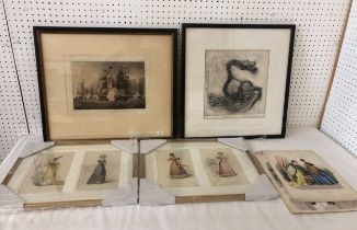 A collection of 19th-20th century prints, to include: George III and Victorian fashion illustrations