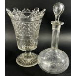 A mid 19th century Napoleon III lead crystal decanter, bearing a Crown & N monogram, with a stopper,