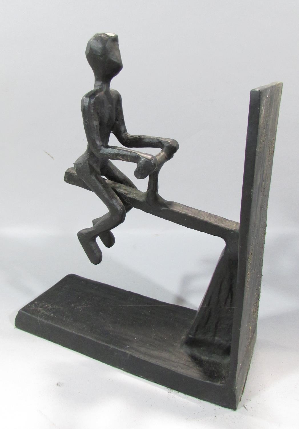 A pair of novelty wrought iron see-saw book ends. - Image 2 of 3