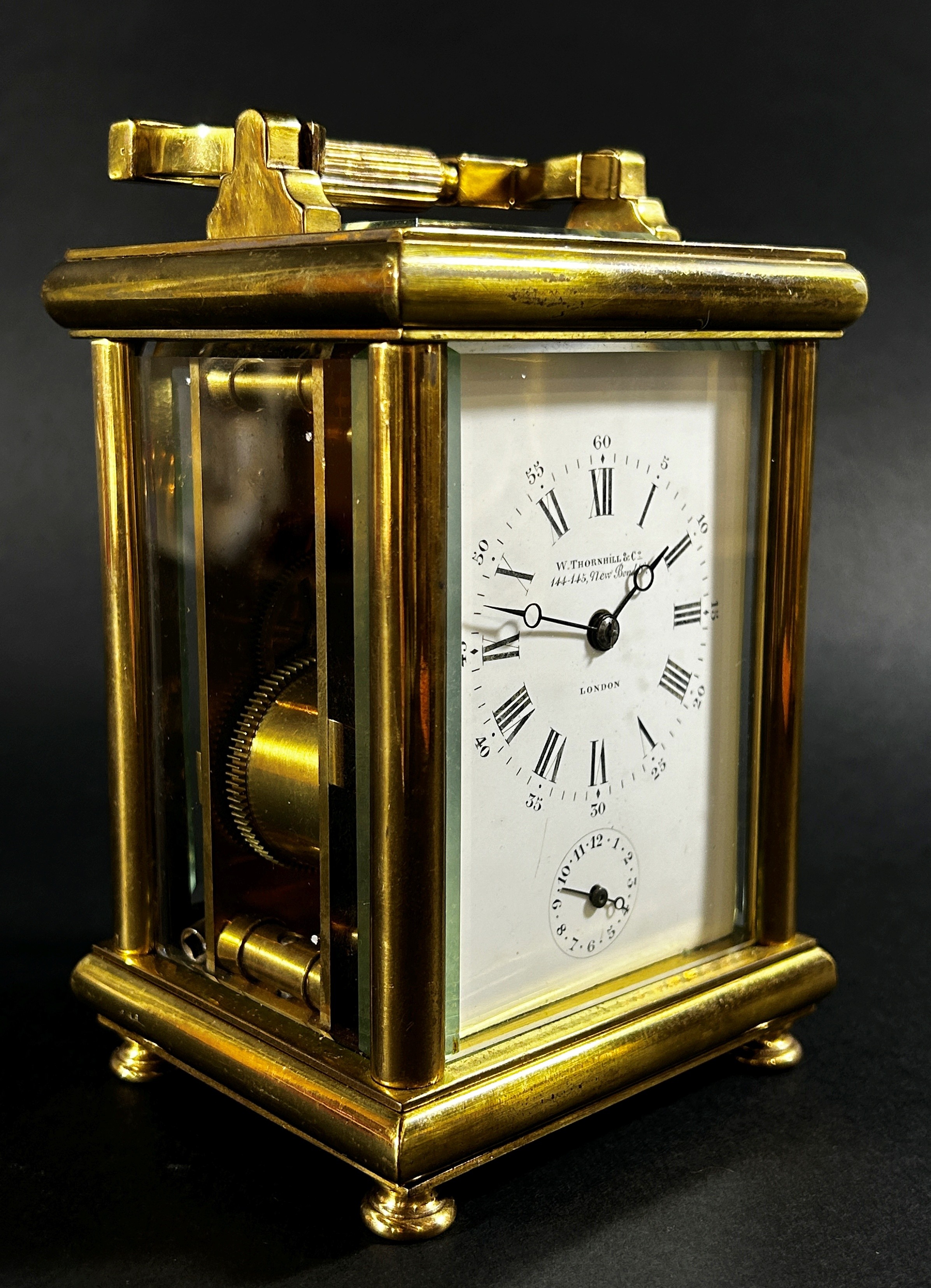 A 19th century English carriage clock by William Thornhill & Co, New bond St, London, with eight day - Image 4 of 5