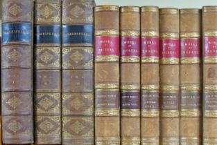 Works of Dickens, part leather bound series (11) published by Chapman & Hall, London, together