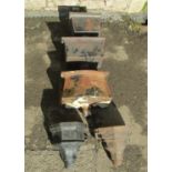 5 reclaimed cast iron water hoppers of varying size and design