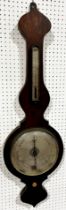 Mid-19th century mahogany wheel barometer with silvered dial by Cox Devonport, Plymouth