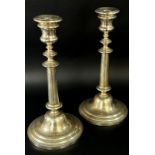 A pair of Austro Hungarian silver candlesticks bearing a crest of a crown over a monogram 'KO',