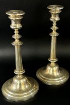 A pair of Austro Hungarian silver candlesticks bearing a crest of a crown over a monogram 'KO',