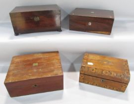 Four 19th century wooden boxes