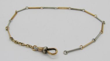 Antique 18ct bi-colour watch chain, 27.5cm L approx, 9.5g