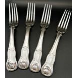 Four silver shell patterned dinner forks, London 1818, makers Thomas Wallis II and Johnathan