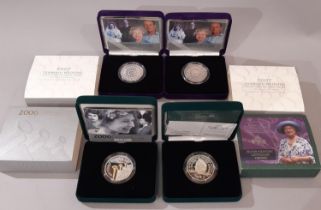 Two Piedmont silver proof crowns, 2007, another 2006 and 2000 silver proof Piedmont £5 (4)