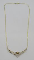Celtic style 9ct diamond set pendant necklace, maker 'GA', Sheffield, 4.7g