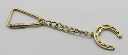 9ct horseshoe key ring, inscribed, maker 'C&F', London 1970, 8g