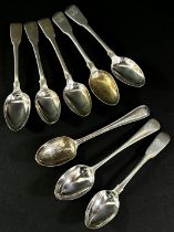 Eighteen varying 19th century silver teaspoons, different makers, 5.7 ozs approximately