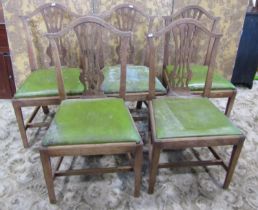 A set of five Georgian elm dining chairs with pierced splats and drop in seats (af)