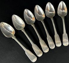 A silver group of 6 grapefruit spoons engraved with initials A C, 3.5 ozs