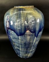 A large Chinese blue ground vase